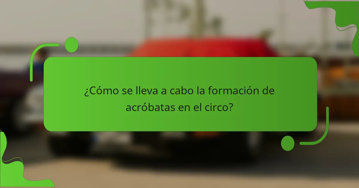 ¿Cómo se lleva a cabo la formación de acróbatas en el circo?
