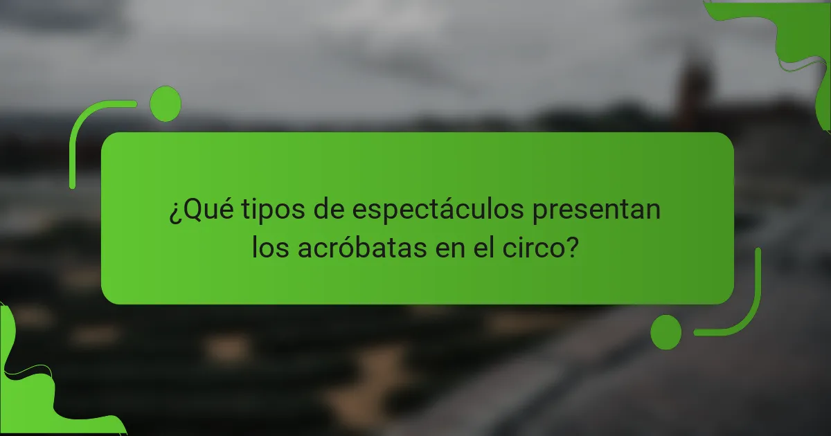 ¿Qué tipos de espectáculos presentan los acróbatas en el circo?